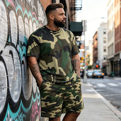 ⏳Time-Limited Special⏰Men's Camouflage Print T-Shirt & Shorts Set