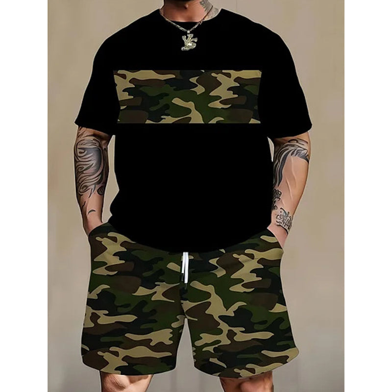 ⏳Time-Limited Special⏰Men's Camouflage Print T-Shirt & Shorts Set