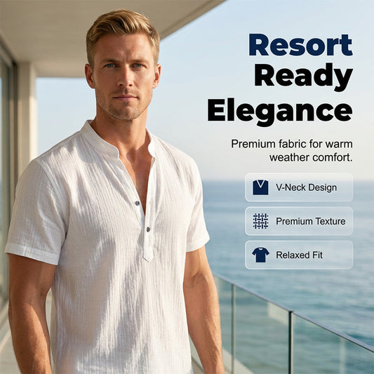 Men's Casual Solid Color V-Neck Top