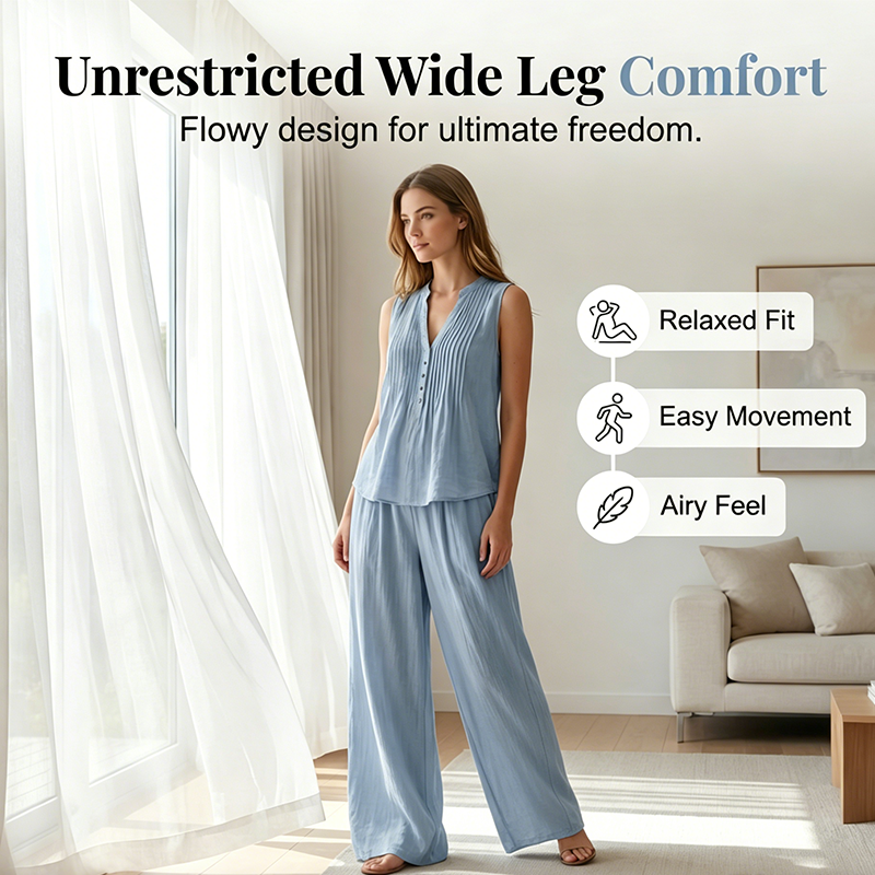 Elegant Loose Fit Sleeveless Top & Pants Set