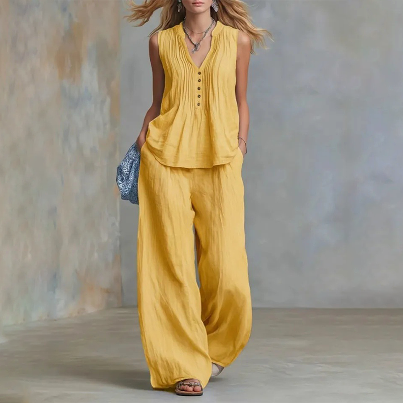 Elegant Loose Fit Sleeveless Top & Pants Set