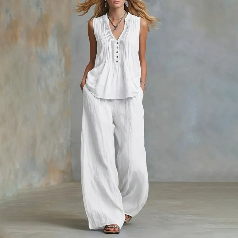 Elegant Loose Fit Sleeveless Top & Pants Set