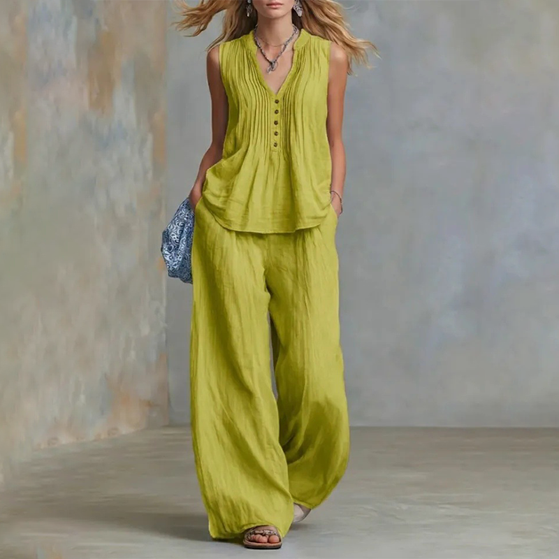 Elegant Loose Fit Sleeveless Top & Pants Set