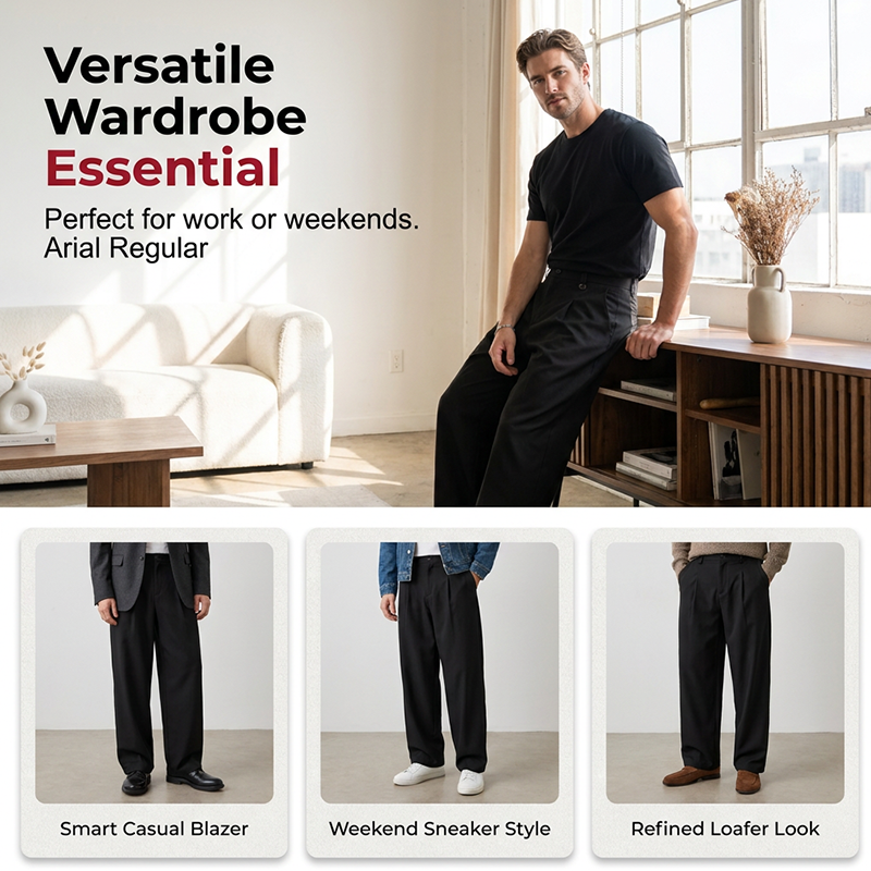 ⏳Limited-time 50% off⏰Men's Classic Fit Wide-Leg Suit Trousers