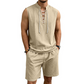 🌴 50% OFF NOW!👕 Men's Linen Sleeveless Set – Top & Shorts with Lace-Up Design – Summer Essential 🌊