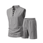 🌴 50% OFF NOW!👕 Men's Linen Sleeveless Set – Top & Shorts with Lace-Up Design – Summer Essential 🌊
