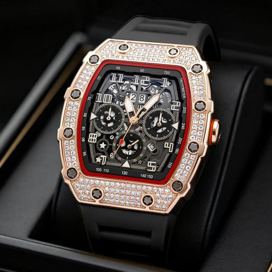 ⌚ Limited Edition – 50% Discount! ✨ Luxury Men's Tonneau-Shaped Watch with Rhinestone Embellishment