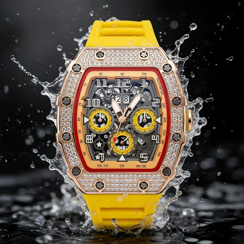 ⌚ Limited Edition – 50% Discount! ✨ Luxury Men's Tonneau-Shaped Watch with Rhinestone Embellishment