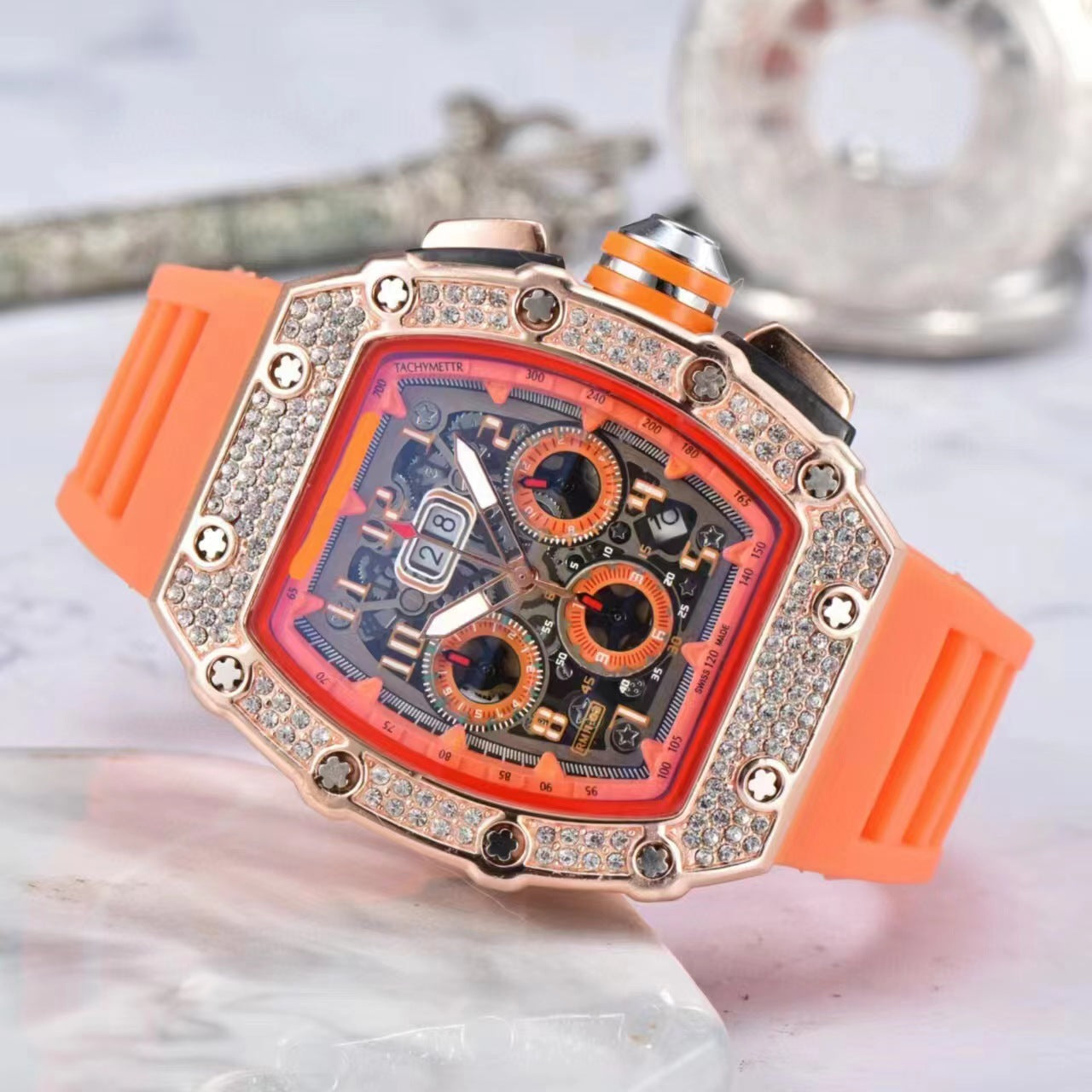 ⌚ Limited Edition – 50% Discount! ✨ Luxury Men's Tonneau-Shaped Watch with Rhinestone Embellishment