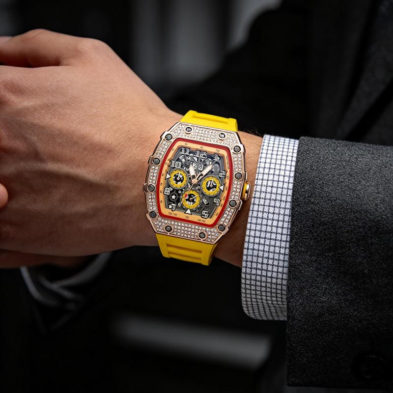 ⌚ Limited Edition – 50% Discount! ✨ Luxury Men's Tonneau-Shaped Watch with Rhinestone Embellishment