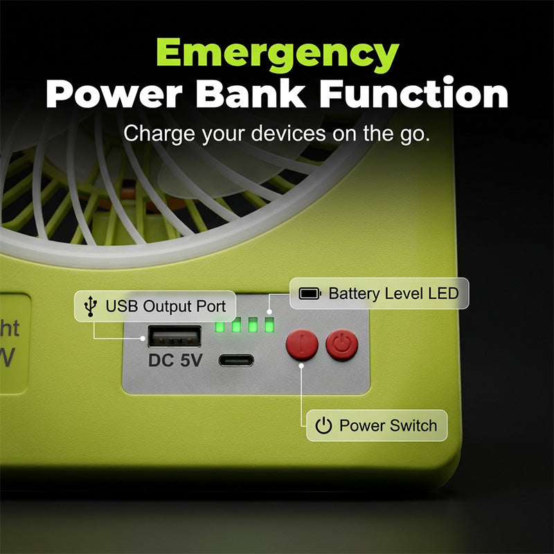 🔥Tech bestseller – over 50,000 sold！🥳🔆 2-in-1 Solar Fan & LED Light – 2400mAh Power Bank, Type-C + Solar Charging, Foldable Portable – Ideal for Camping, Power Outages & Outdoor Use