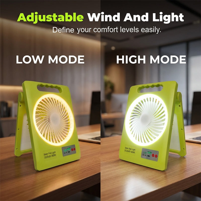🔥Tech bestseller – over 50,000 sold！🥳🔆 2-in-1 Solar Fan & LED Light – 2400mAh Power Bank, Type-C + Solar Charging, Foldable Portable – Ideal for Camping, Power Outages & Outdoor Use