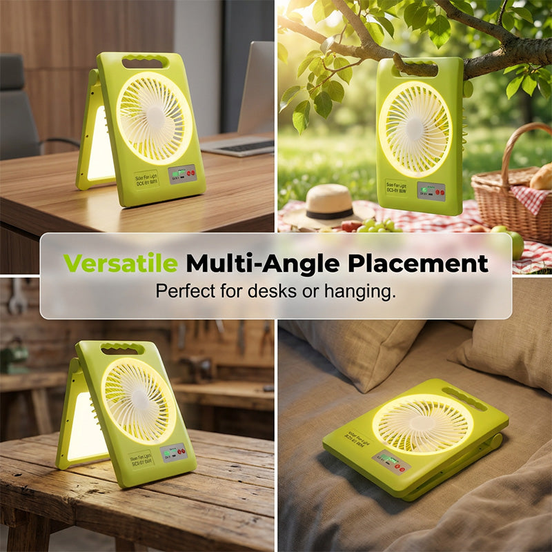 🔥Tech bestseller – over 50,000 sold！🥳🔆 2-in-1 Solar Fan & LED Light – 2400mAh Power Bank, Type-C + Solar Charging, Foldable Portable – Ideal for Camping, Power Outages & Outdoor Use