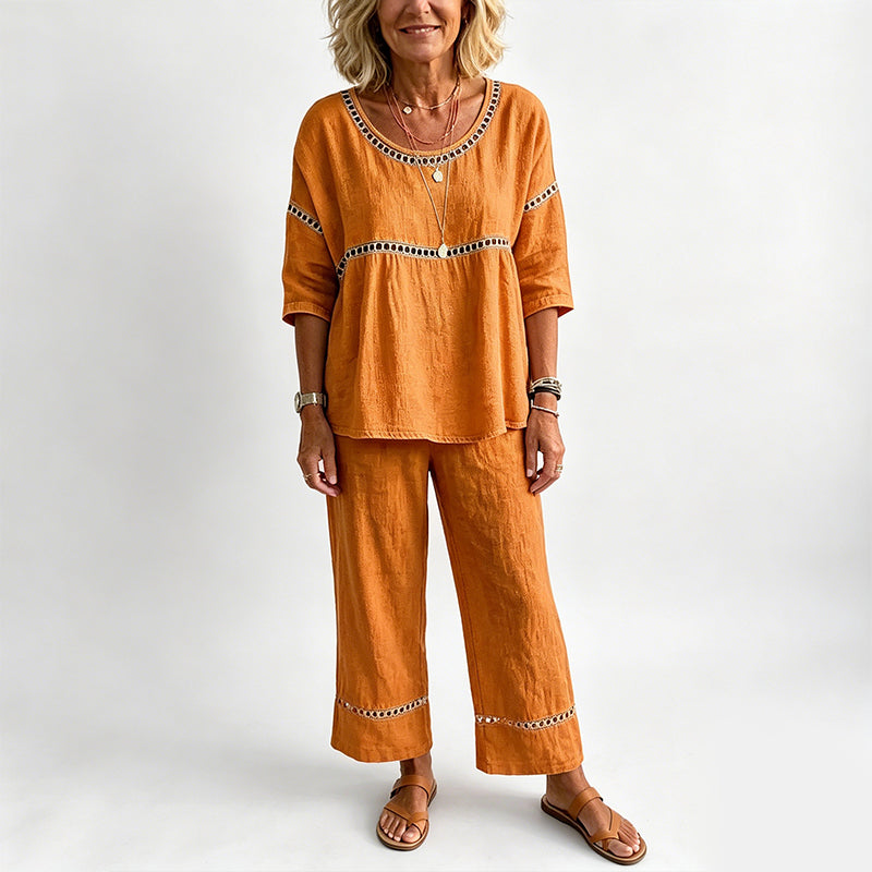 🔥New Arrivals: 70% Off!!🔥Women's Casual 2-Piece Set with Eyelet Details