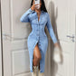👗 LIMITED-TIME 50% OFF! ✨ Button-Down Denim Midi Dress – Curvy, Chic, Versatile 🔵