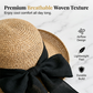 Women's Wide Brim Straw Sun Hat with Bow