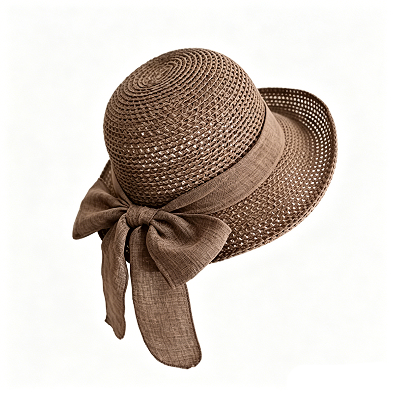 Women's Wide Brim Straw Sun Hat with Bow