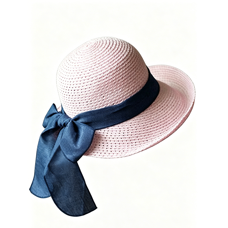 Women's Wide Brim Straw Sun Hat with Bow