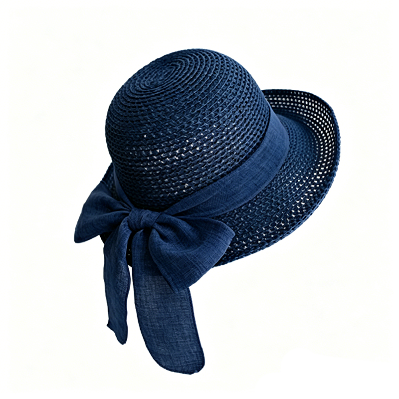 Women's Wide Brim Straw Sun Hat with Bow