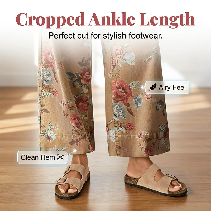 🌿HOT DEAL 50% OFF! 👖 Women’s Cropped Jeans – Chic Floral Print & Relaxed Wide-Leg Fit ☀️✨