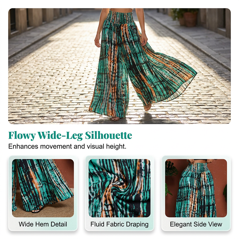 🔥Limited-time offer-Women's Smocked High Waist Wide-Leg Pants