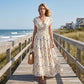 Women's Floral V-Neck Smocked Waist Maxi Dress