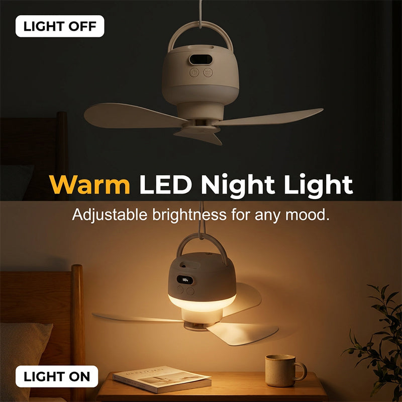 🔥Only ￡20.8💴 Limited Stock⏰ Portable USB Ceiling Fan with LED Light |💡 USB-Powered, Hang Anywhere, Ideal for Camping & Home – Cash on Delivery ✅