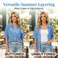 🔥50% OFF！ 🧶Women Short Sleeve Knit Button Shirt Free Gift Necklace