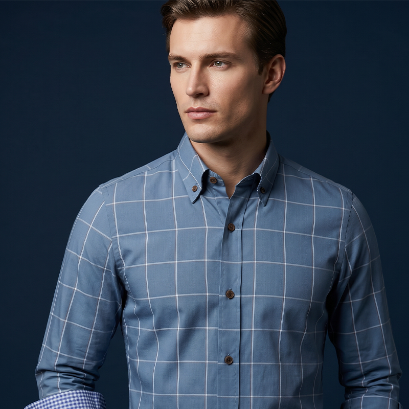 🔥Limited-time offer-Men's Modern Fit Windowpane Shirt