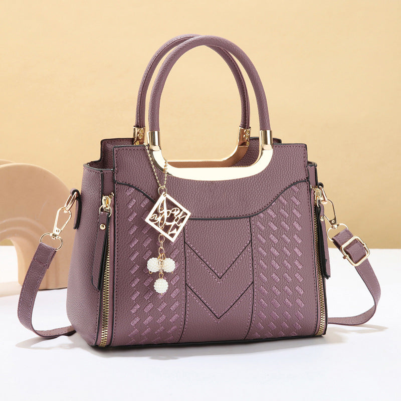 🥳New Arrival 50% OFF👜Women's V-Stitched Satchel – Gold Hardware, Multi-Compartment, Top-Handle 🌸