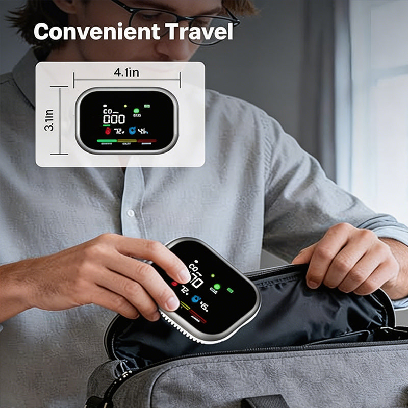📢6-in-1 Air Quality Detector 🛡️ – Carbon Monoxide, Combustible Gas & Smoke Alarm, LCD Display, Magnetic, Battery Backup – Home & Caravan Safety