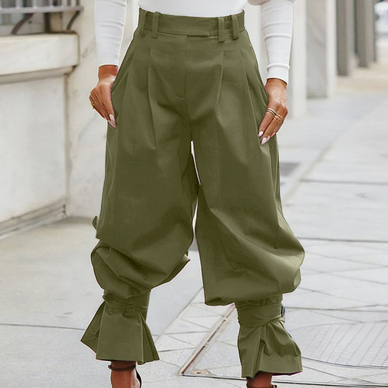 👖 LIMITED-TIME 50% OFF! ✨ Women's Pleated Lantern Pants – Ruffled Cuffs, Drawstring Waist, Flow Wide-Leg 🌸