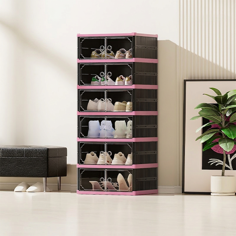 Foldable & Stackable Shoe Cabinet with Clear Doors