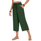 Women's Cotton Linen Wide Leg Capri Pants