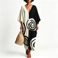 Elegant V-Neck Two-Tone Spiral Print Dress