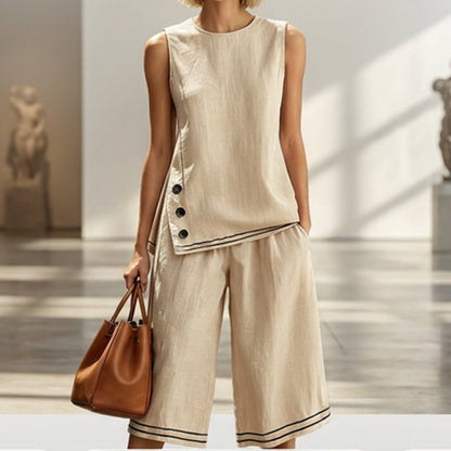 Women's Sleeveless Top & Wide-Leg Shorts Set