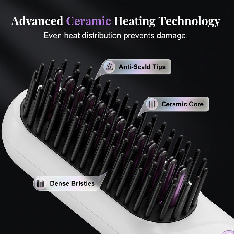Cordless Ceramic Hair Straightener Brush