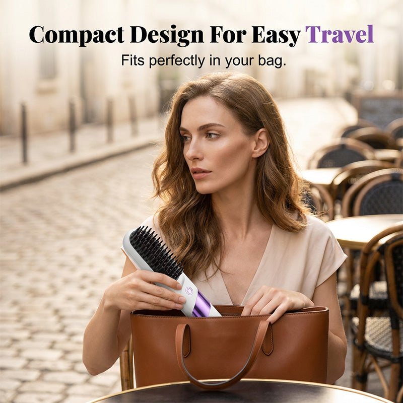 Cordless Ceramic Hair Straightener Brush