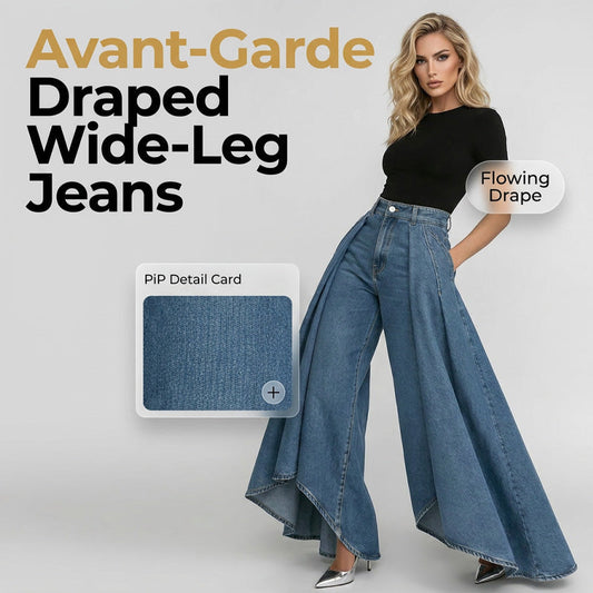 🔥Hot Deals-Women's High-Waist Wide-Leg Jeans with High-Low Hem