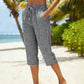 👖💥Surprise Price ￡14.99!!💥 🌿Women's Summer Plaid Capri Pants✨Light Breathable Cropped Trousers Casual Daily Wear💝