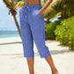 👖💥Surprise Price ￡14.99!!💥 🌿Women's Summer Plaid Capri Pants✨Light Breathable Cropped Trousers Casual Daily Wear💝