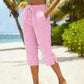 👖💥Surprise Price ￡14.99!!💥 🌿Women's Summer Plaid Capri Pants✨Light Breathable Cropped Trousers Casual Daily Wear💝