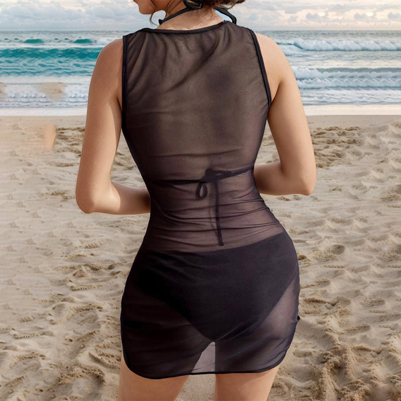 3-Piece Bikini Set with Graphic Cover-Up