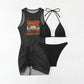 3-Piece Bikini Set with Graphic Cover-Up
