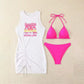 3-Piece Bikini Set with Graphic Cover-Up