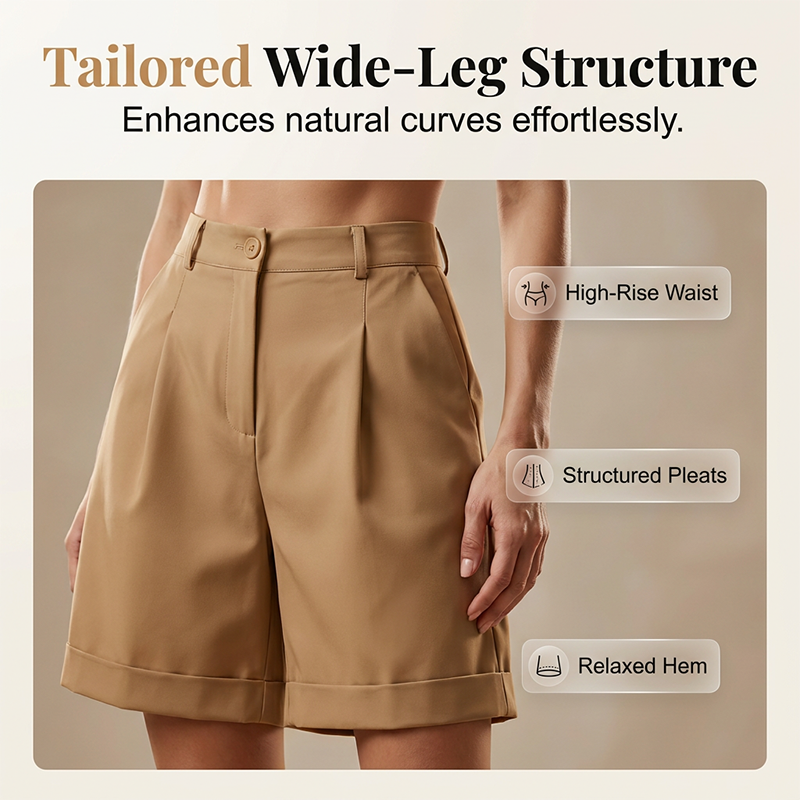 Women's High-Waist Pleated Shorts