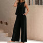 Solid Color Sleeveless Top & Wide Leg Pants Set