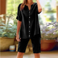 Women's Linen V-Neck Shirt & Shorts Set