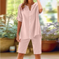 Women's Linen V-Neck Shirt & Shorts Set