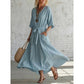 Solid Color V-Neck Maxi Dress with Pockets